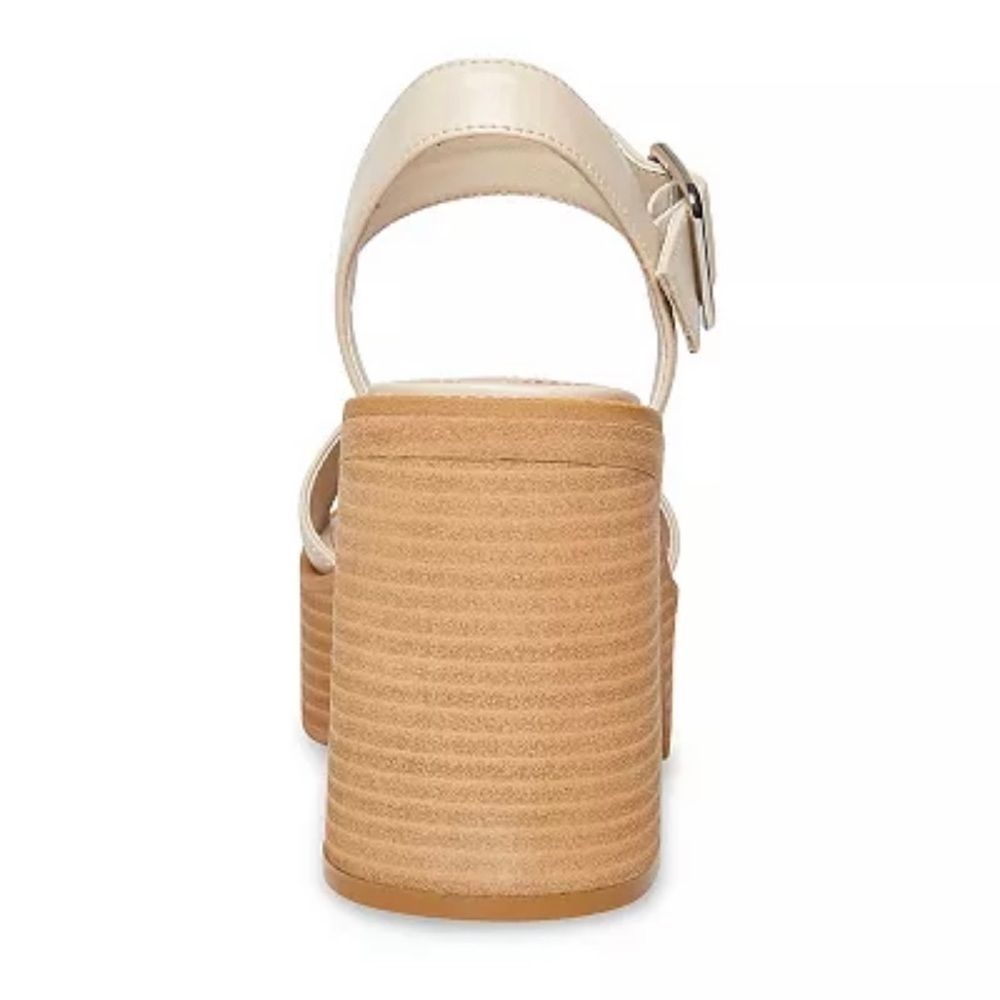 NEW STEVE MADDEN - MADDEN GIRL stacked wooden platform sandal in ivory - Picture 5 of 8